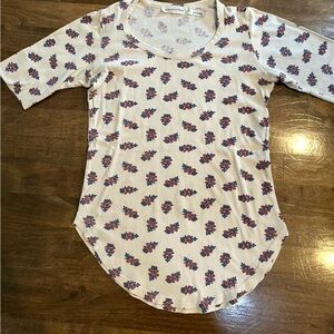 Isabel Marant Cream and Red Floral Short Sleeve Tee